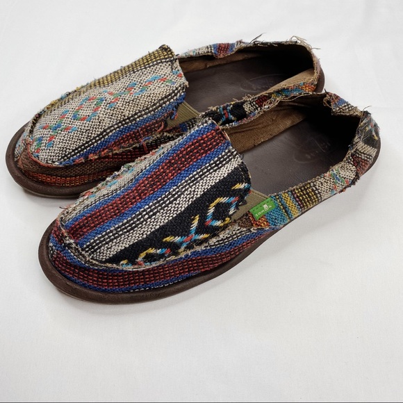 Sanuk Shoes - Sanuk Sidewalk Surfer Aztec Slip Ons Womens Sz 9